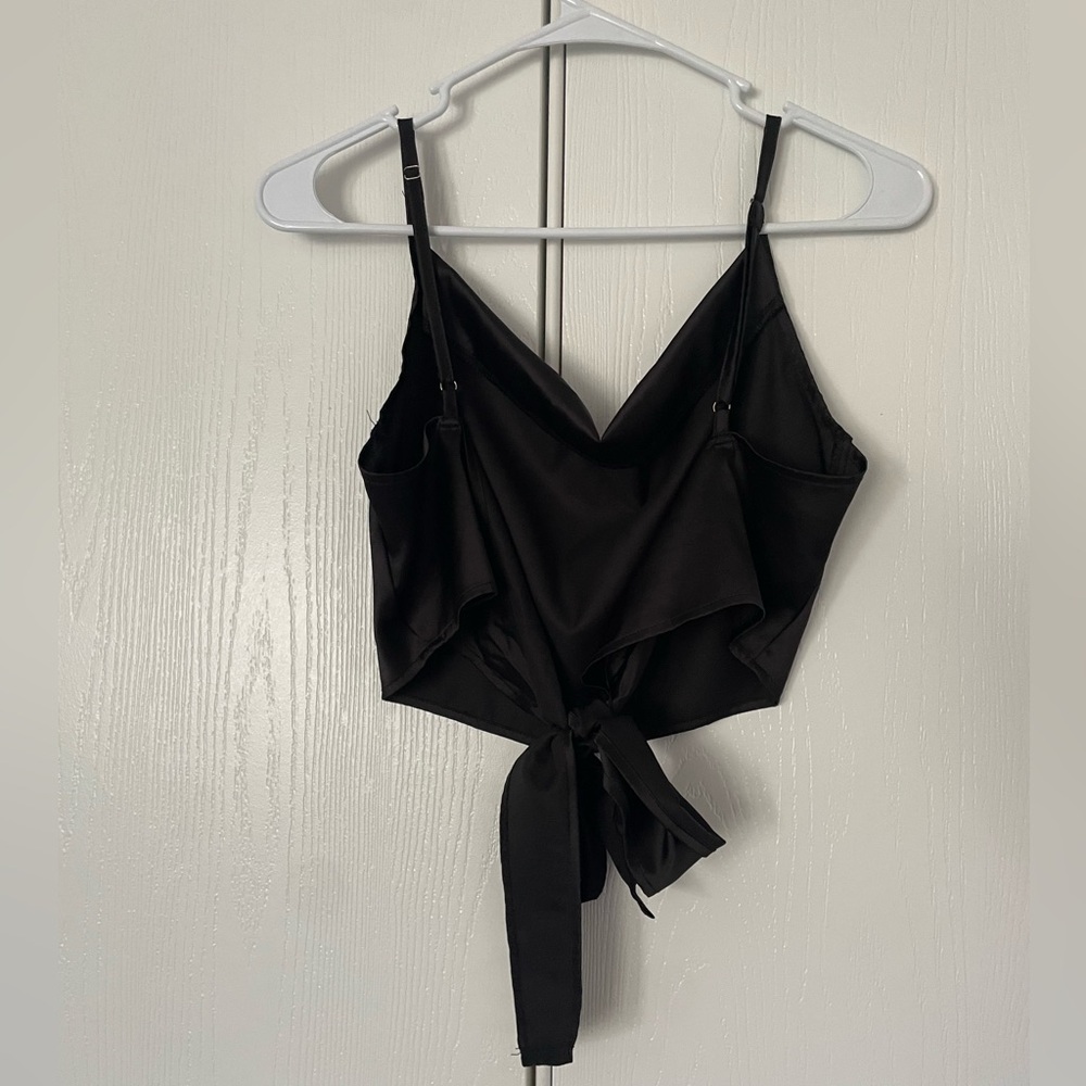 black tie back satin top - Picture 2 of 3